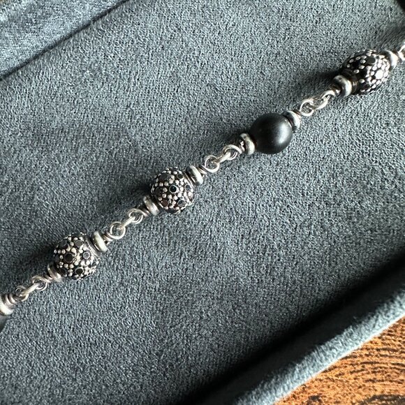 David Yurman Rosary Beads Bracelet w/ Black Onyx & Black Diamonds - Medium - Picture 6 of 14